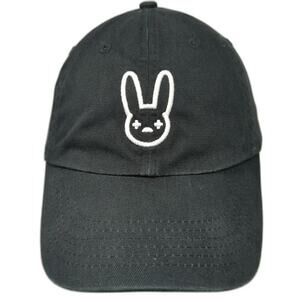 Bad Bunny Embroidered Logo Baseball Cap Black One Size Adjustable Slide Strap